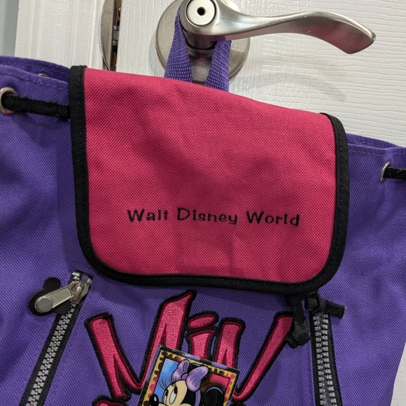 Vintage Walt Disney World Kids Canvas Purple Minnie Mouse Mini Bookbag - Picture 3 of 12